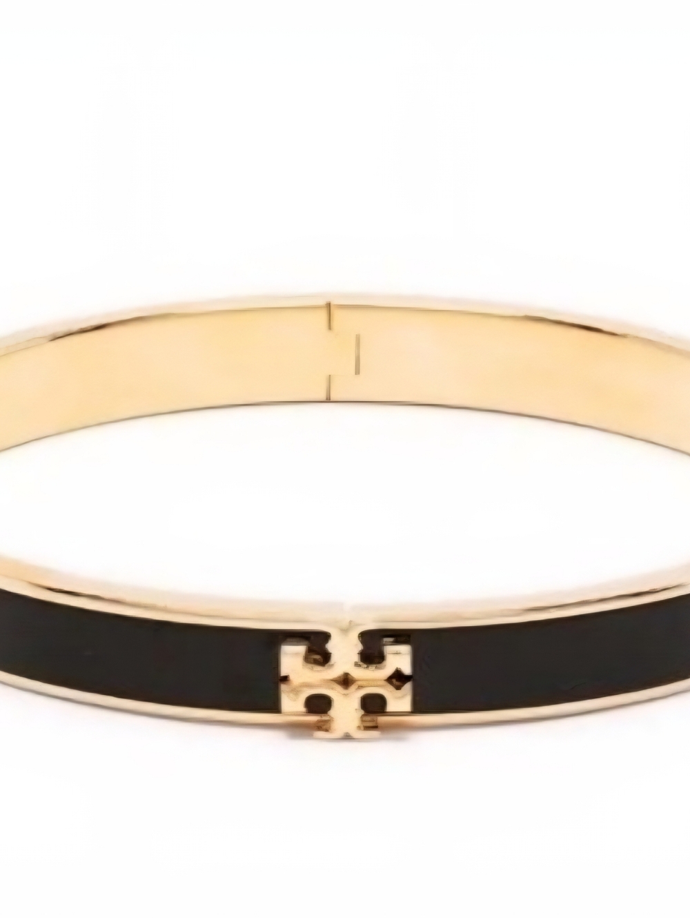Tory Burch Black Enamel Logo Bangle Bracelet